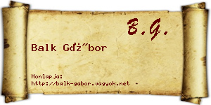 Balk Gábor névjegykártya